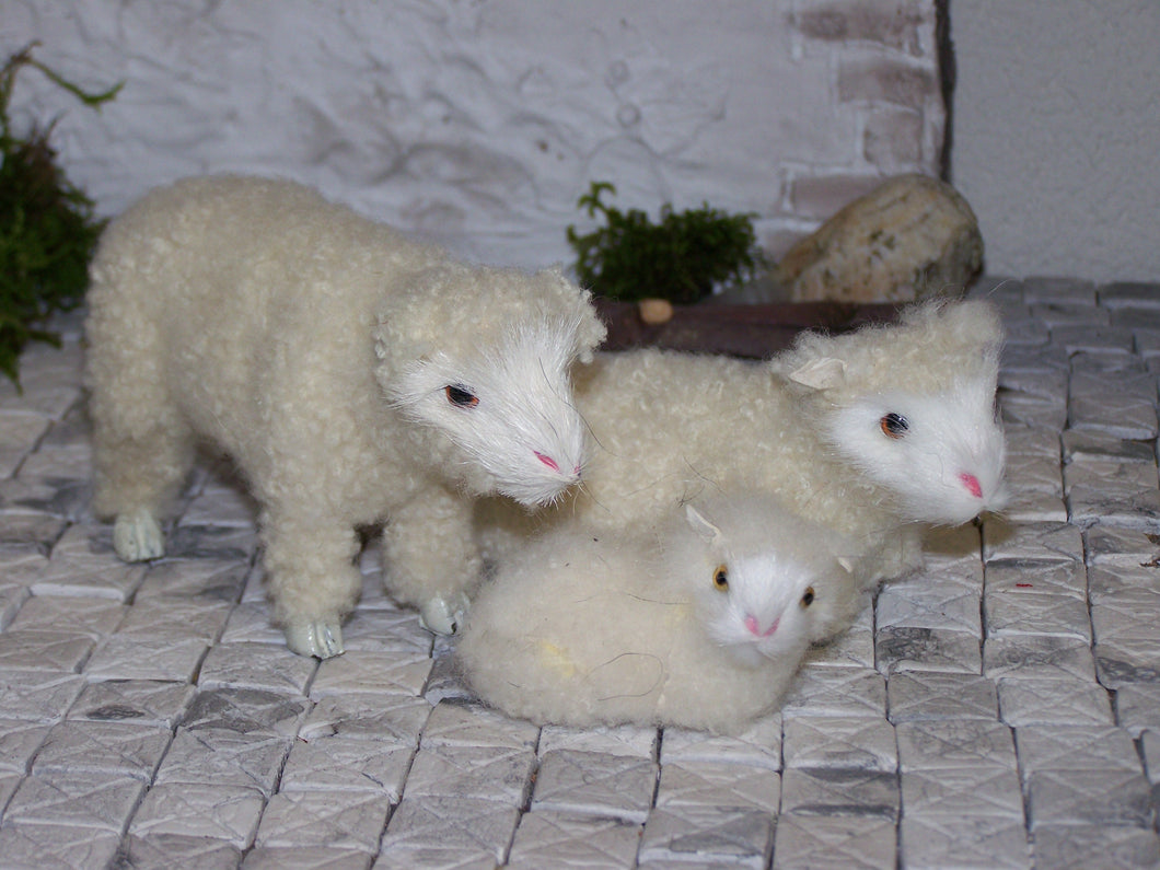 Zwei Schafe mit Lamm - Biblische Erzählfiguren